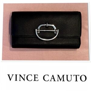 Vince Camuto Black Leather Trifold Wallet
